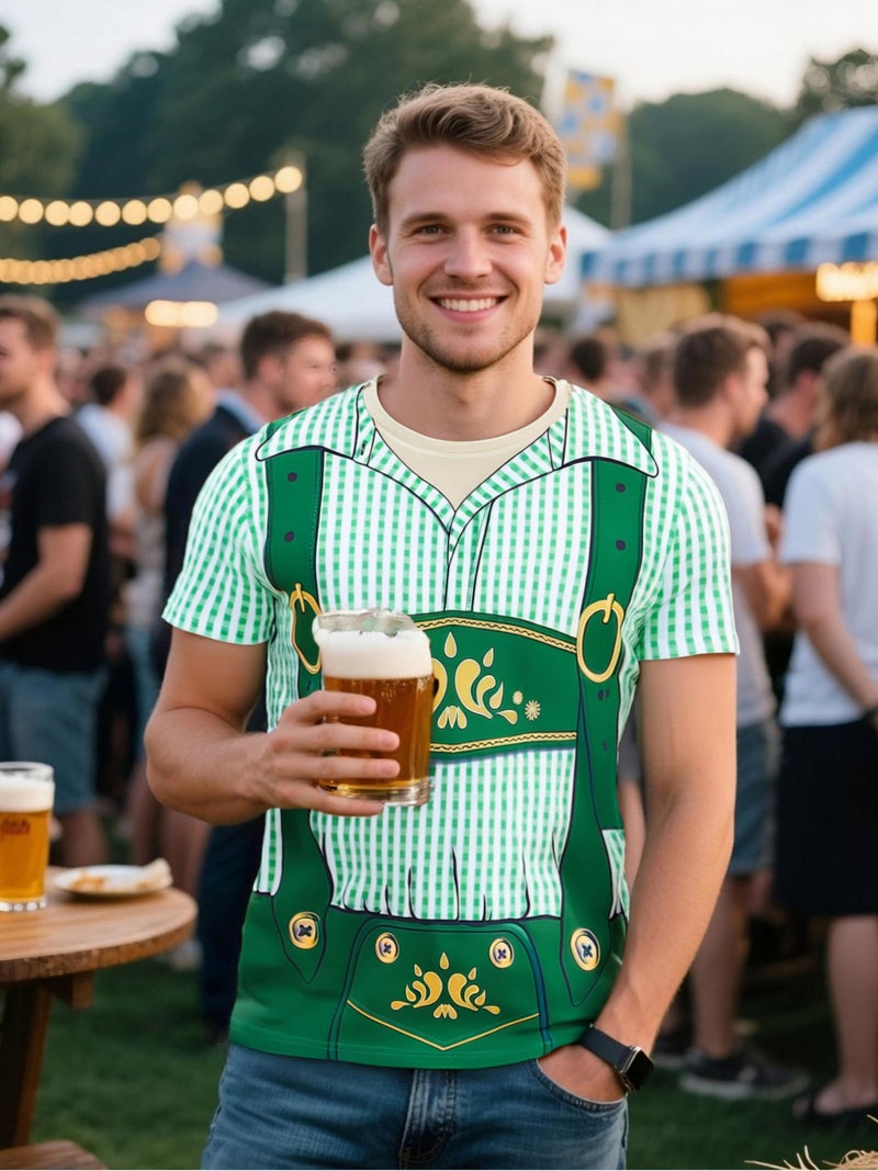 Funny World Funny Word Men's Bavarian Oktoberfest Costume T-Shirts, X-Large, Green - Image 4